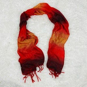 UNBRANDED red burgundy ombré tassel scarf